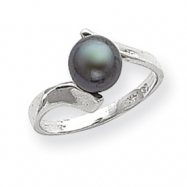 Picture of 14k White Gold 7mm Black Pearl Ring