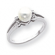 Picture of 14k White Gold 6mm Pearl A Diamond ring