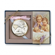 Picture of Sterling Silver Two Angels Medallion & Prayer Card