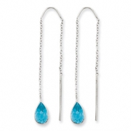 Picture of 14k White Gold Blue Topaz Pear Bezel Threader Earrings