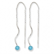 Picture of 14k White Gold Blue Topaz Round Bezel Threader Earrings