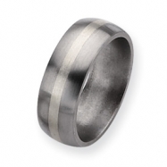 Picture of Titanium Sterling Silver Inlay 8mm Brushed Band ring