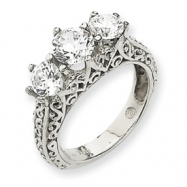 Picture of 14k White Gold AA Diamond three stone ring