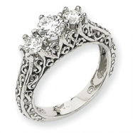 Picture of 14k White Gold AA Diamond three stone ring