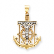 Picture of 14k Two-tone Diamond-cut Mariner's Cross Pendant