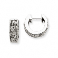 Picture of 14k White Gold Diamond Floral Design Hoop Earrings
