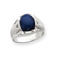 Picture of 10k White Gold Diamond & Blue Lapis Cabochon Ring