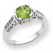 Picture of 10k White Gold Diamond and Peridot Ring