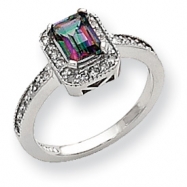 Picture of 10k White Gold Diamond and Mystic Fire Topaz Ring