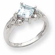 Picture of 10k White Gold Aquamarine & Diamond Ring