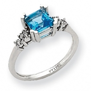 Picture of 10k White Gold Diamond and Blue Topaz Ring