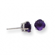 Picture of 14k White Gold 6x6mm Cushion Amethyst Checker earring