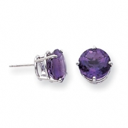 Picture of 14k White Gold 10mm Amethyst Checker earring