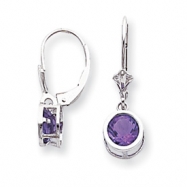 Picture of 14k White Gold 6mm Amethyst Checker leverback earring