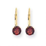 Picture of 14k 6mm Garnet Checker leverback earring