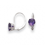 Picture of 14k White Gold 6mm Amethyst Checker leverback earring