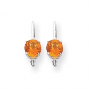 Picture of 14k White Gold 6mm Citrine Checker leverback earring