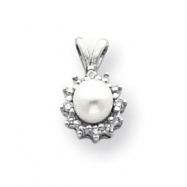 Picture of 14k White Gold 4.5mm Pearl A Diamond pendant