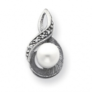 Picture of 14k White Gold 6mm Pearl A Diamond pendant