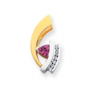 Picture of 14k Two-tone 6mm Pink Tourmaline AA Diamond slide