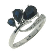 Picture of 14K White Gold Blue Sapphire & Diamond Ring