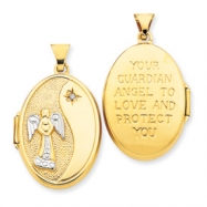 Picture of 14k Guardian Angel with Diamond 26mm Oval Locket