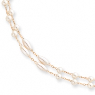 Picture of 18in Gold-plated Two Strand Glass Pearl Necklace chain