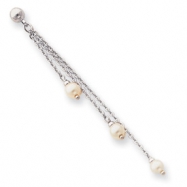 Picture of Rhodium-plated Small White Glass Pearl Drop Earrings