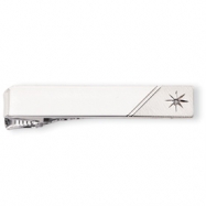 Picture of Rhodium-plated .01 Ct. Diamond Polished Florentined Tie Bar