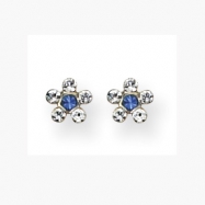 Picture of 14K Clear & Blue Crystal Flower Earrings