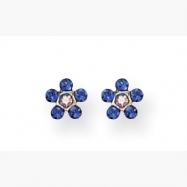 Picture of 14K Blue & Aurora Borealis Crystal Flower Earrings