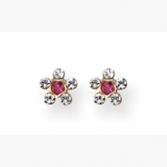 Picture of 14K Clear & Rose Crystal Flower Earrings