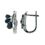 Picture of 14K White Gold Blue Sapphire & Diamond Earrings