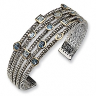 Picture of Sterling Silver/Gold-plated Antiqued Blue Topaz Cuff Bangle