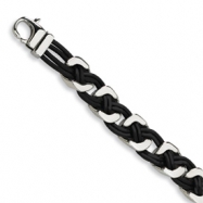 Picture of Stainless Steel Black Leather Bracelet