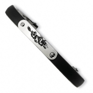 Picture of Stainless Steel Black Accent and Rubber Hinged Bangle