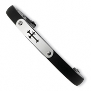 Picture of Stainless Steel Black Accent and Rubber Hinged Bangle