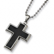 Picture of Stainless Steel Carbon Fiber Cross Necklace chain
