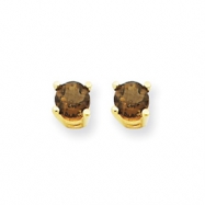 Picture of 14k 4mm Round Smokey Quartz Earring