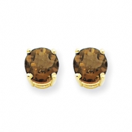 Picture of 14k 6mm Round Smokey Quartz Earring