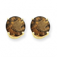Picture of 14k 8mm Round Smokey Quartz Earring