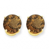 Picture of 14k 9mm Round Smokey Quartz Earring