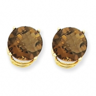Picture of 14k 10mm Round Smokey Quartz Earring
