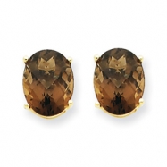 Picture of 14k 9x7 Oval Smokey Quartz Earring