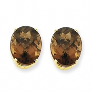 Picture of 14k 12x10 Oval Smokey Quartz Earring