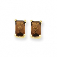 Picture of 14k 6x4 Emerald Smokey Quartz Earring