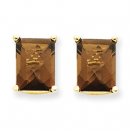 Picture of 14k 9x7 Emerald Smokey Quartz Earring