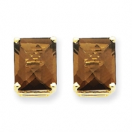 Picture of 14k 10x8 Emerald Smokey Quartz Earring