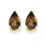 Picture of 14k 9x6 Pear Smokey Quartz Earring