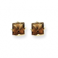 Picture of 14k 5mm Square Smokey Quartz Earring